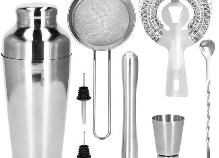 Cocktail Set | 8-Delige Cocktail Shaker Set | RVS | Zilverkleurig