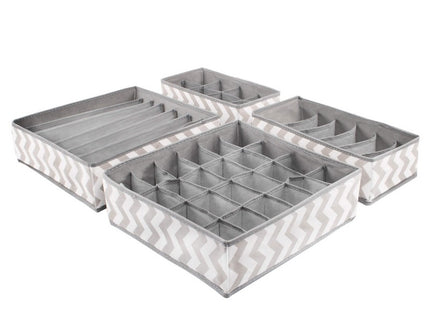 Lade Organizer Kast en Badkamer | 4 Stuks | Verschillende Afmetingen | Grijs Patroon