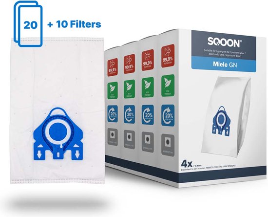 SQOON ® - Stofzuigerzakken geschikt voor Miele HyClean G/N - Miele 9917730 - o.a. Miele Complete C2, Complete C3, Classic C1, S8, S5, S2 Series