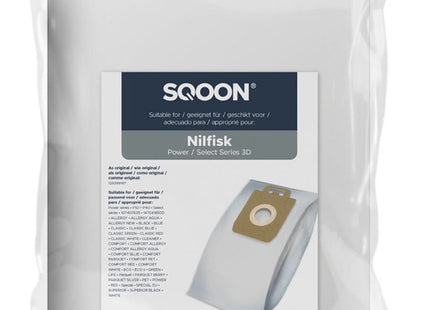 SQOON® Stofzuigerzakken  Geschikt voor Nilfisk Power- & Select-series - Vervangt 128389187 / 107407639 - 10 Stuks