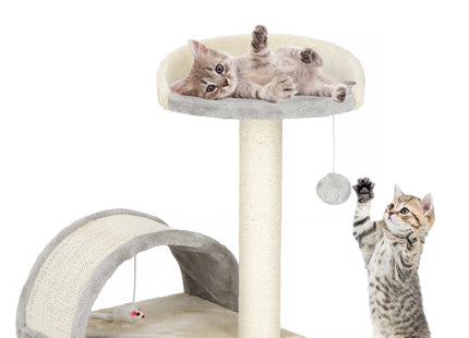 Krabpaal - 2 Etages - Voor Katten - Meubelbescherming - 35 x 34,5 x 47 cm - Grijs/Beige
