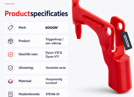 SQOON® - Dyson Trigger - Aan/uit knop - Rood