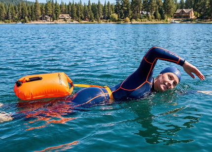 Zwemboei - Voor Openwaterzwemmen - Zwemveiligheidsboei - Incl. drybag /Saferswimmer/Safe swimmer/ 36 Liter / Reddingsfluitje - Oranje