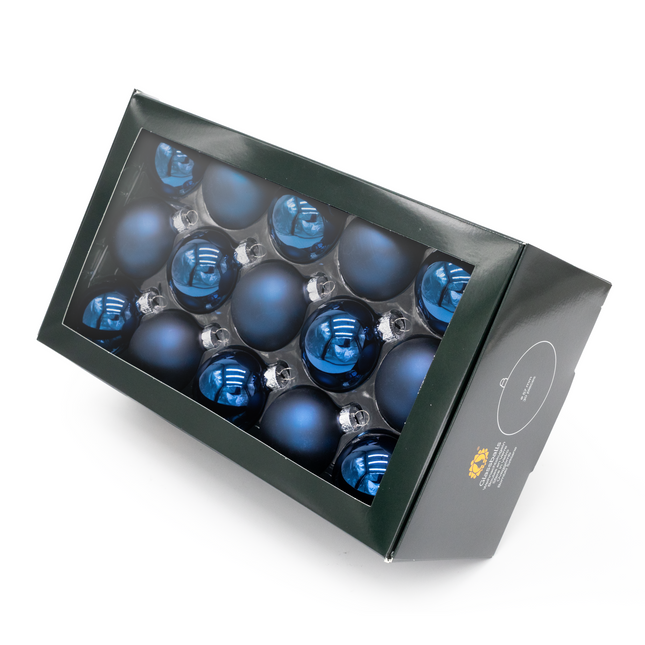 Kerstballen Glas | 30 Stuks | Mix | Glas | Mat | Glans | Donkerblauw