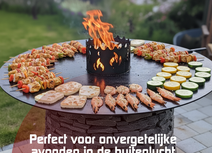 Grillplaat - Bakplaat Voor op een Vuurschaal  - Plancha ring - Bakplaat voor BBQ Grill  - Hittebestendig - RVS - Zwart - Ø 78 cm - 5 Mm