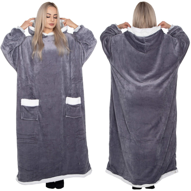 Oversized Fleece Deken/Trui - Oversized Deken - Oversized Trui - Hoodie - Capuchon - Donkergrijs