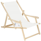 Ligbed | Strandstoel | Ligstoel | Verstelbaar | Armleuningen | Beukenhout | Handgemaakt | Wit