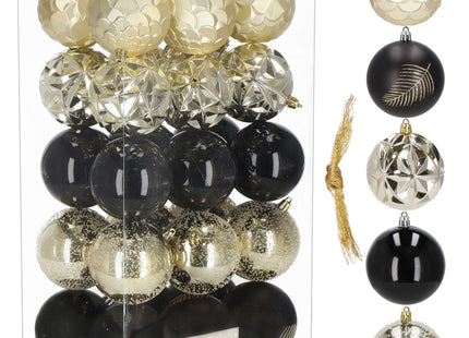 Kerstballen | 30 Stuks | 8 cm | Goud/Zwart