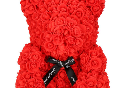 Rozen Beer | Inclusief Giftbox |  36 X 26 X 26 Cm |Rozen Teddybeer | Liefde | Rood / Zwart