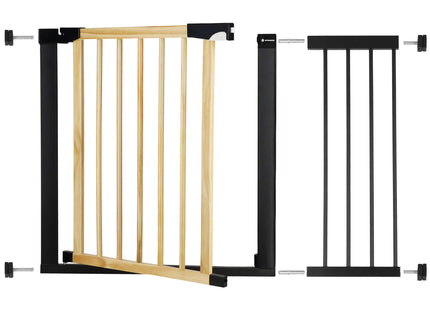 Traphekje | 75 - 110 cm | Traphek | Veiligheidshekje | Metaal | Hout | Zwart/Bruin