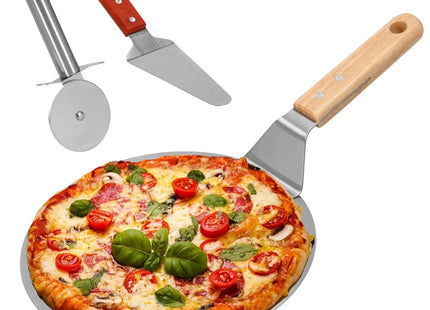 Pizzaschep | Pizzasnijder | Spatel | 25 cm | Naturel/Zilver