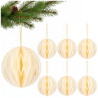 Kerstbal | Papier | 12 Cm | 3D | Wit + Goud Glitter | 6 Stuks