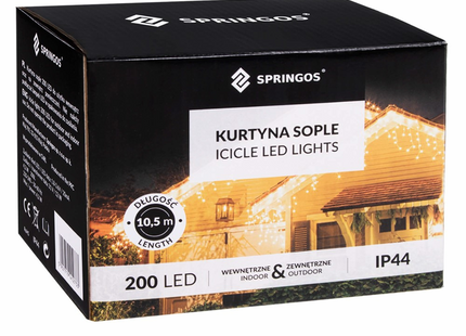 IJspegel Verlichting | 8 m + 2.5 m Snoer | 200 LED | Koel Wit | Koppelbaar