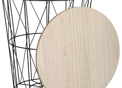 Salontafel | Salontafel Rond | Bijzettafel | 1 Stuk | 45 cm | Zwart/Hout