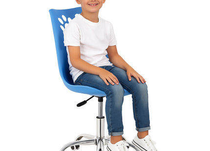 Kinder Bureaustoel - Draaibaar - Metalen Onderstel - Kunststof - Blauw - 120 kg