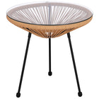 Tuintafel - Draad - Rotan - Bruin - Rond - Glas - 50 Cm