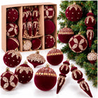 Kerstballen | 11 Stuks | 5 Patronen | Rood | Velours