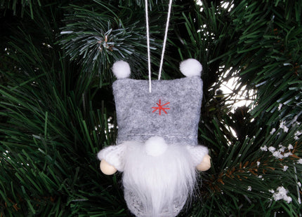 Kerstkabouter - Kersthanger - Kerstdwerg - Kerstversiering - Grijs - 8 cm