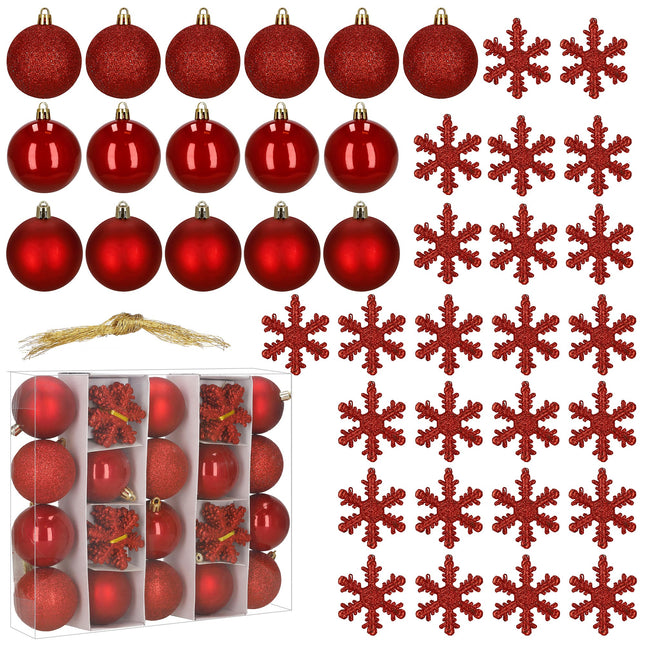 Kerstballen | 40 Stuks | 5/6/7 cm | Rood