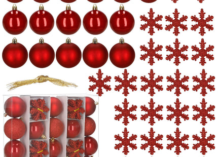 Kerstballen | 40 Stuks | 5/6/7 cm | Rood
