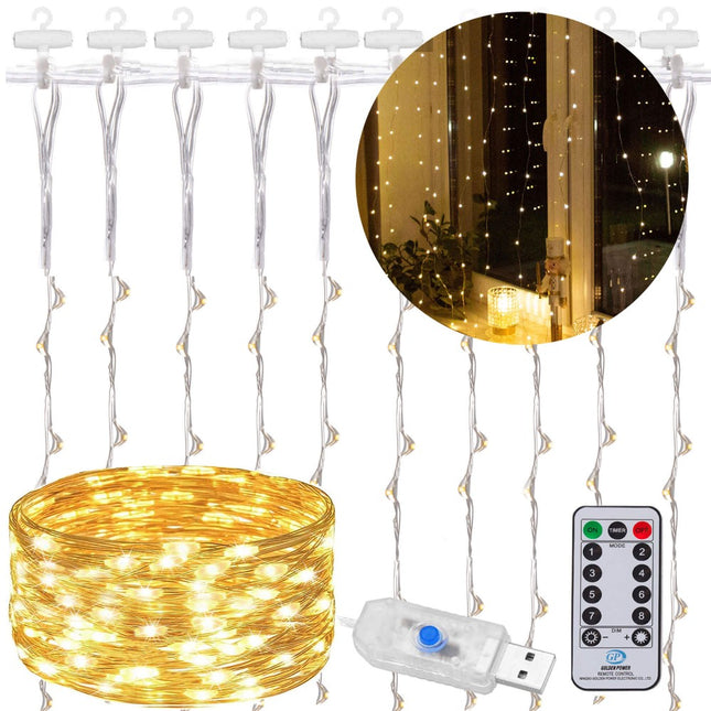 Lichtgordijn | IJspegel Verlichting | Inclusief USB En Afstandsbediening | 300 LED | Warm Wit