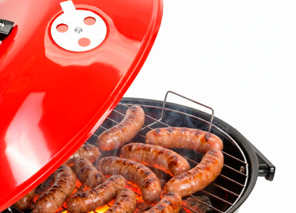 Houtskool barbecue  - BBQ - Draagbaar - Op Wielen - Asopvangbak - Kunststof - RVS - Zwart - Rood