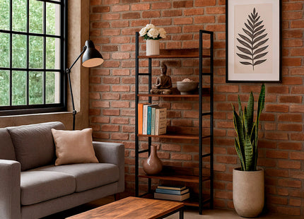 Boekenkast - Metaal - MDF - 4 Etages - Verstelbaar - 124 X 60 X 28 CM - 100 KG