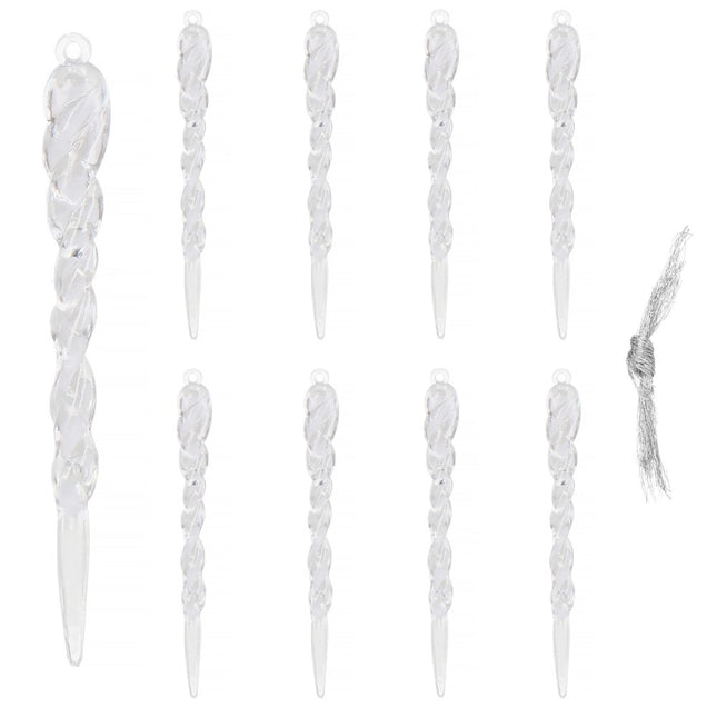 Kersthanger | Ijspegel | Transparant | 9 Stuks