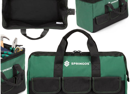 Gereedschapstas - Werkplaatstas - Gereedschapsorganizer - Vakken - Zwart/Groen - 40x18x34 cm