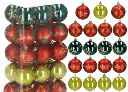 Kerstballen | 30 Stuks | 6 cm | Rood/Groen/Goud