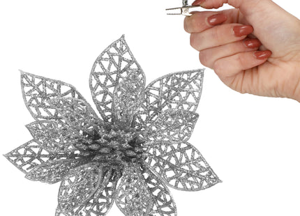 Kerstboomhanger | Met Clip | Ster van Bethlehem | Zilver Glitter | 13 Cm