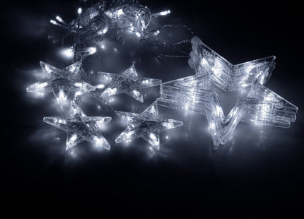 IJspegel Verlichting Buiten | Lichtgordijn | Sterren | Kerstverlichting Buiten | 2 m | 92 LED | Koel Wit