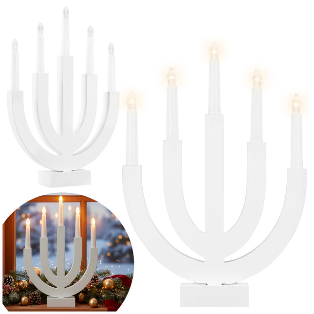 LED Kaarsenbrug | Batterijen | Wit | Warm Wit | 5 Kaarsen