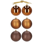 Kerstballen | 6 Stuks | 10 cm | Bruin