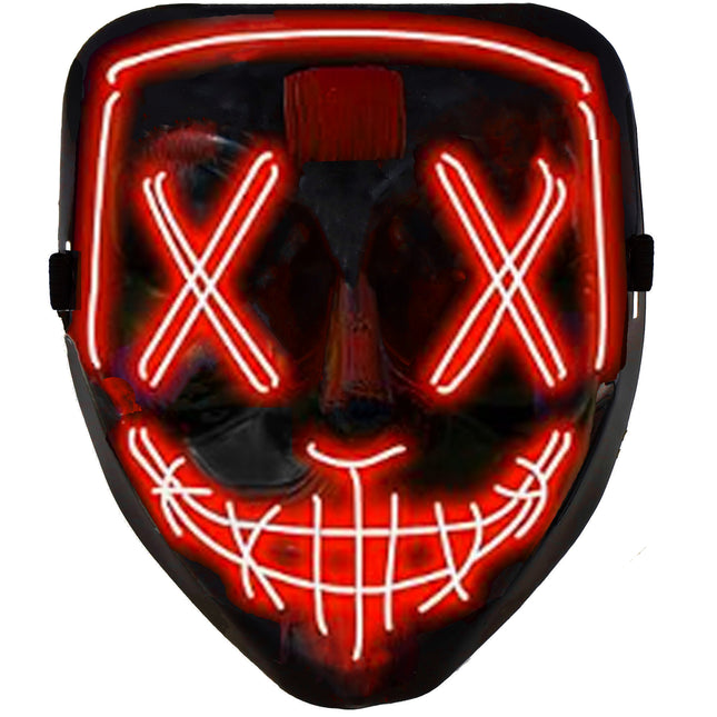 Masker -  Halloween - LED-Licht - Lichtgevend - Rood/Zwart