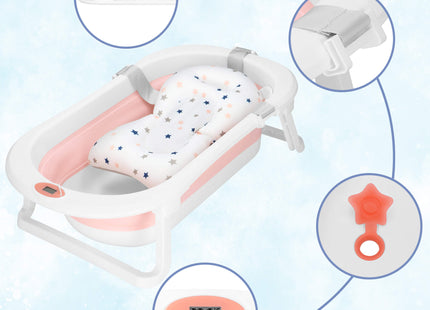 Opvouwbaar Baby Bad - Opvouwbaar - Draagbaar - Met Stop - Thermometer - Tot 12 Maanden - 40 L - Wit - Roze - 79 x 49 x 22 cm