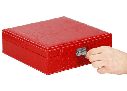 Sieradendoos | Juwelendoos | 2 Lagen | 26 x 26 x 8.5 cm | Rood
