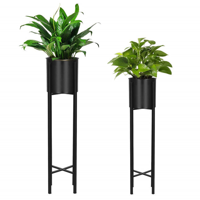 Staande Plantenbakken | Plantenbak | Bloempothouder | Set Van 2 | Metaal | Zwart