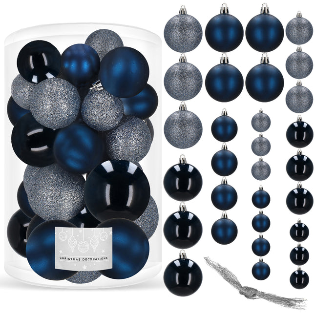Kerstballen | 30 Stuks | 6/5/4 cm | Marineblauw