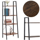 Boekenkast - Ladderrek - Rek - 4 Etages - 138x56x34 cm - 100 KG - Gepoedercoat Metaal - Donkerbruin/Zwart