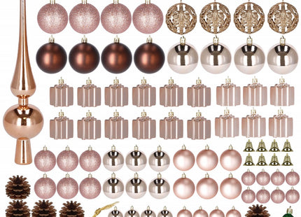 Kerstballen | 101 Stuks | Rosé/Roze/Goud/Bruin Tinten