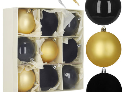 Kerstballen | 9 Stuks | 8,5 cm | Goud/Zwart