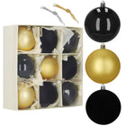Kerstballen | 9 Stuks | 8,5 cm | Goud/Zwart