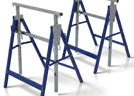 Muntel Opklapbare Schragen - Heavy-Duty - Tot 200 kg Draagvermogen - Verstelbaar - Opvouwbaar - Zwart/Blauw - Set Van 2 - 68 x 58 x 80–130 cm