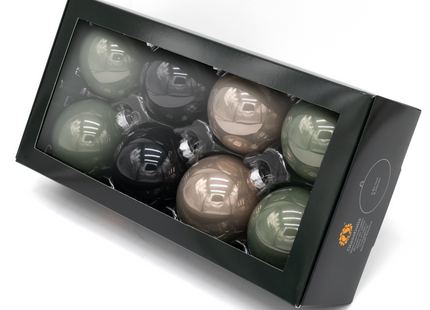 Kerstballen Glas | 8 Stuks | Glas | Glans | Groen | Zwarte | Rose Gouden Tinten