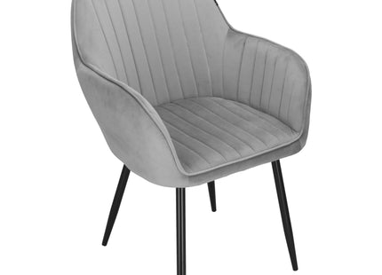 Stoel - Gestoffeerd - Fluwelen - Metaal - Woonkamer - Keuken - Eetkamer - Interieur - Grijs