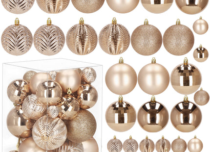Kerstballen | 33 Stuks | 4/6/8 cm | Roze/ Rosé goud