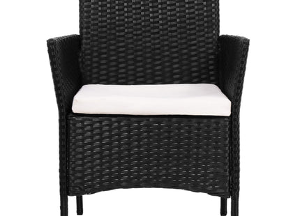 Tuinset - 3 Delig - Stoelen - Tafel - Rotan - Zwart/ Ecru