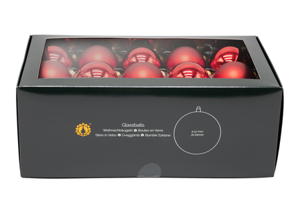 Kerstballen Glas | 30 Stuks | Mix | Glas | Mat | Glans | Rood |