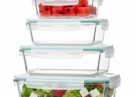 Vershoudbakjes - Vershoudscontainers - Voedselopbergcontainers - 4 stuks - Glas - Transparant